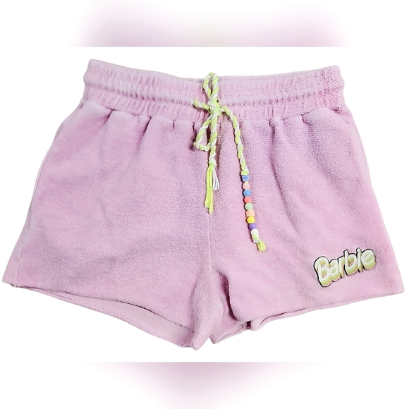 Barbie X Forever 21 Pink Beaded Cotton Terry Sweatshorts Shorts Size Small - Picture 1 of 10